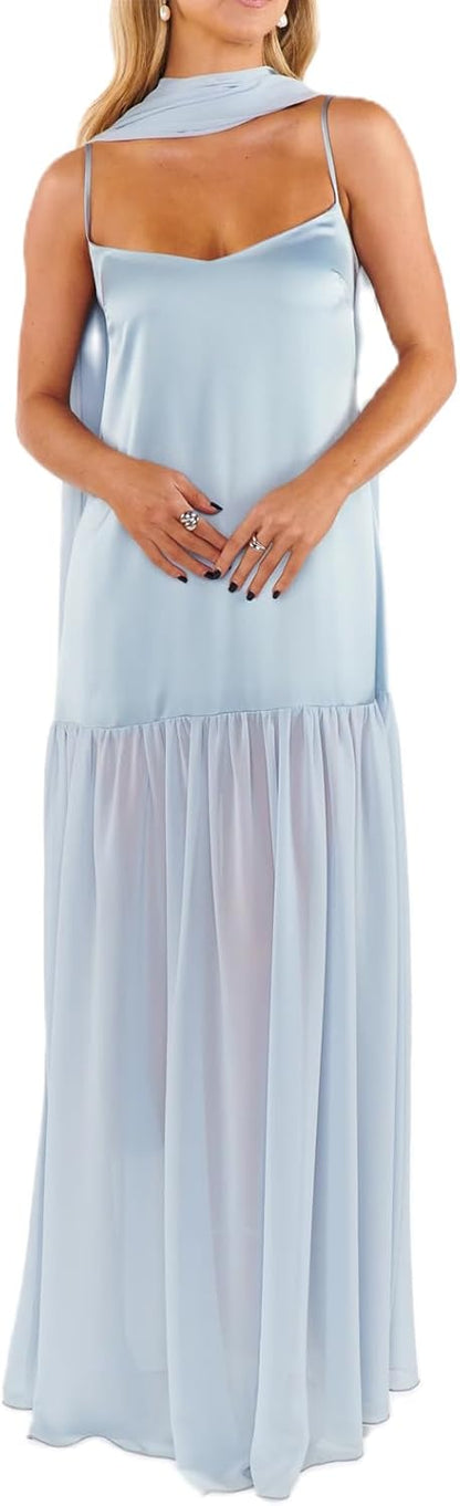 Avelise – Strapless Pleated Satin Maxi Dress