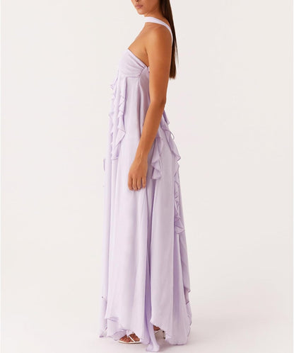 Avelise – Strapless Pleated Satin Maxi Dress