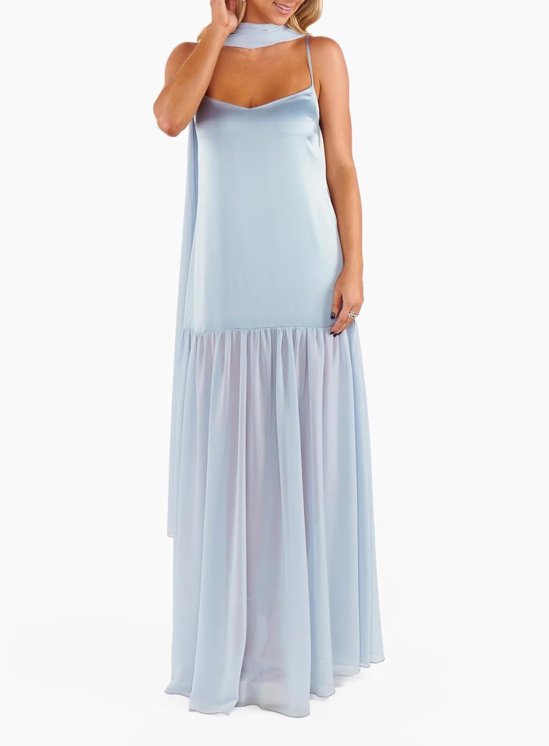 Avelise – Strapless Pleated Satin Maxi Dress