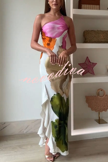 Rosavelle – One-Shoulder Floral Ruffle Maxi Dress