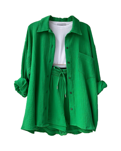 Lunara – Cotton Two-Piece Button-Up Set