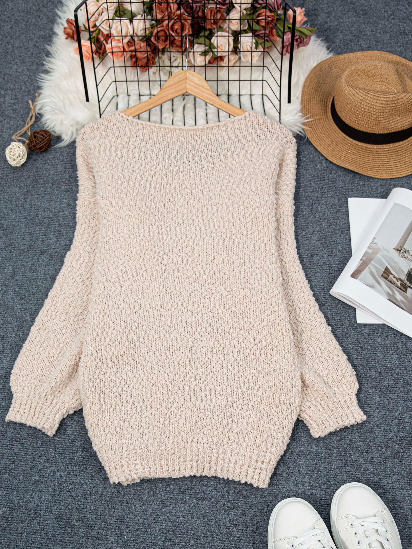 Anvera – Round Neck Long Sleeve Sweater