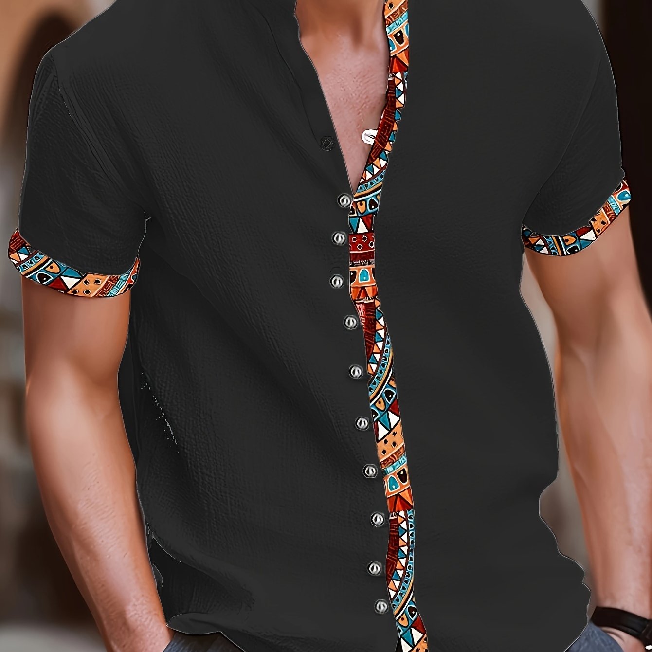 Ezra Cole | Color Block Tribal Cotton Shirt