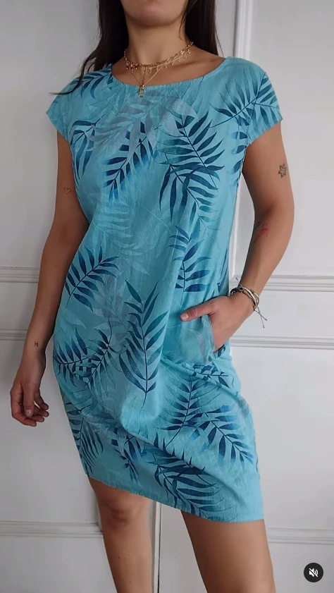 Sierra – Cotton-Linen Botanical Print Dress