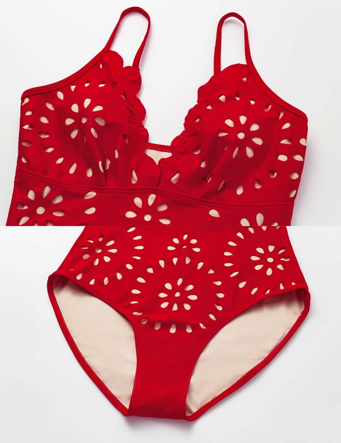 Arlena | Petal Hollow One-Piece Swimsuit with Skirt