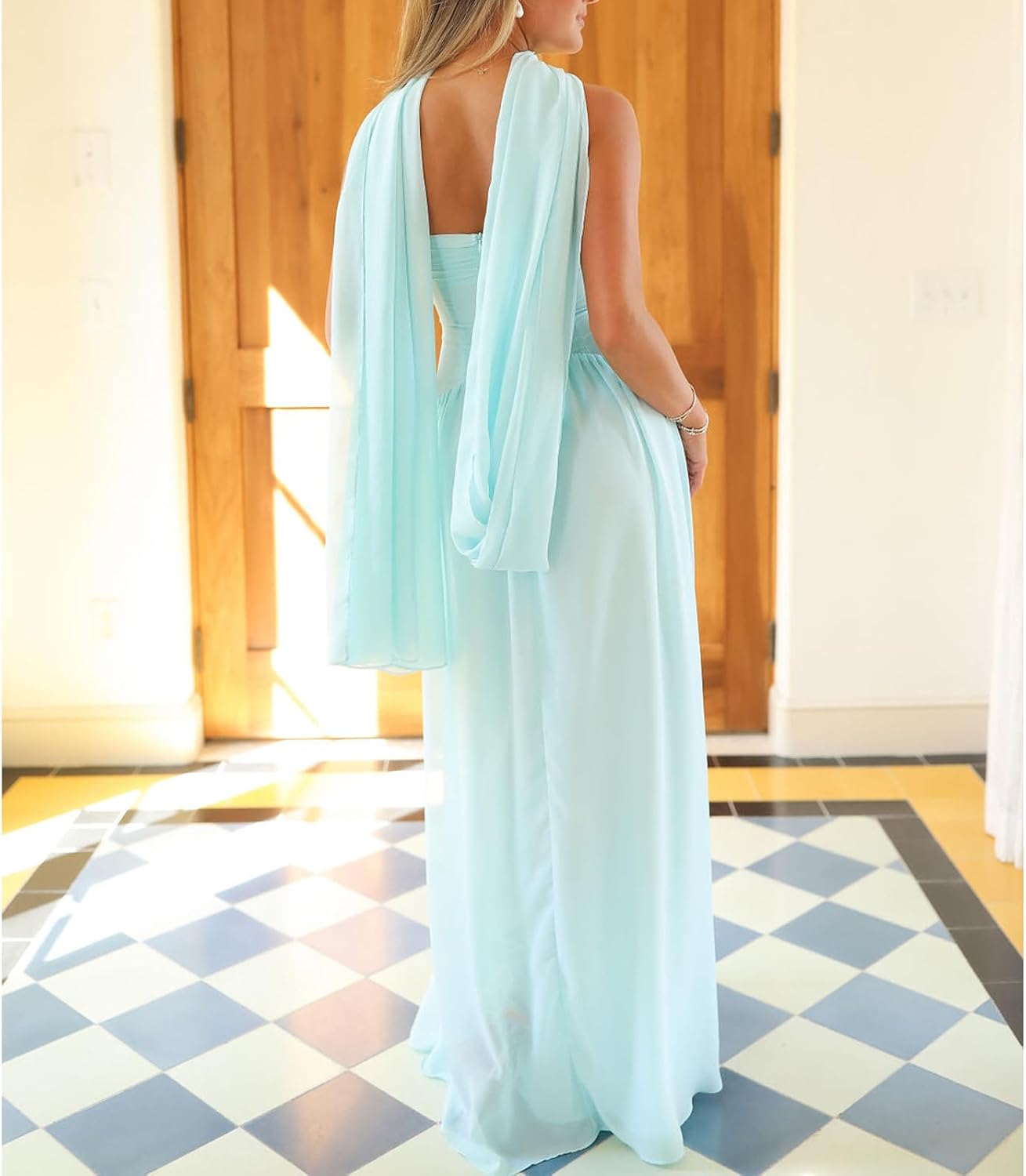 Avelise – Strapless Pleated Satin Maxi Dress