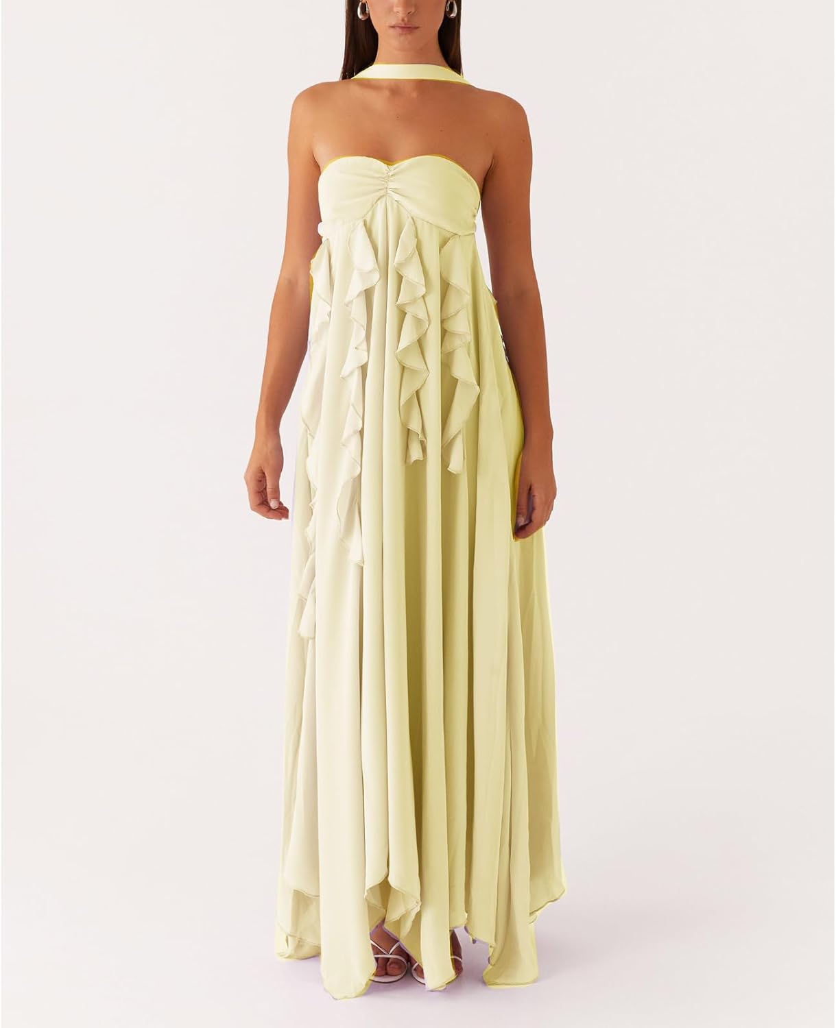 Avelise – Strapless Pleated Satin Maxi Dress