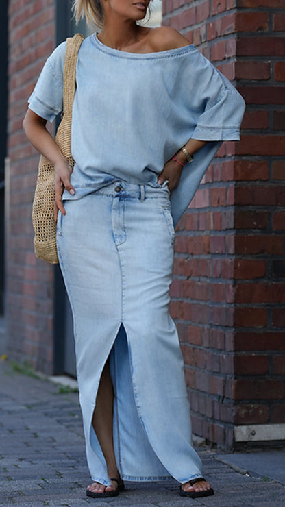 Camille | Off-Shoulder Top &amp; A-Line Skirt Set