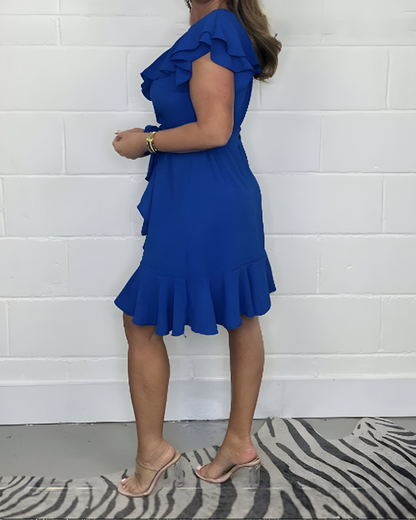 Tansy – V-Neck High Waist Ruffle Dress