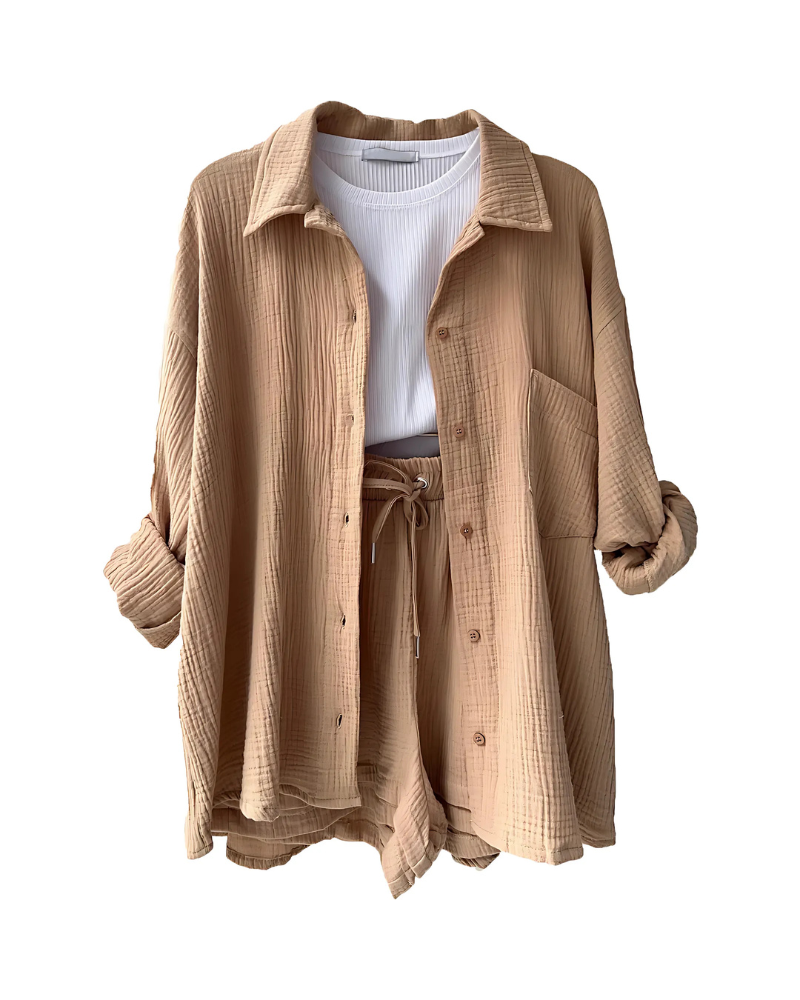 Lunara – Cotton Two-Piece Button-Up Set
