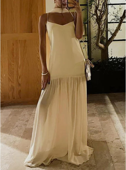 Avelise – Strapless Pleated Satin Maxi Dress