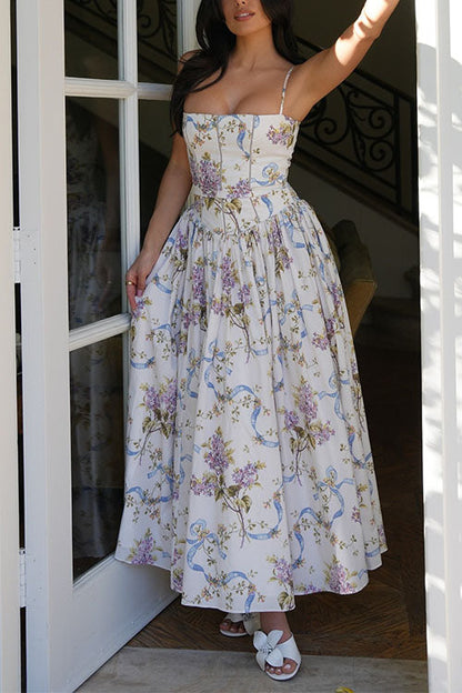 Florena – Floral Bustier A-Line Maxi Dress
