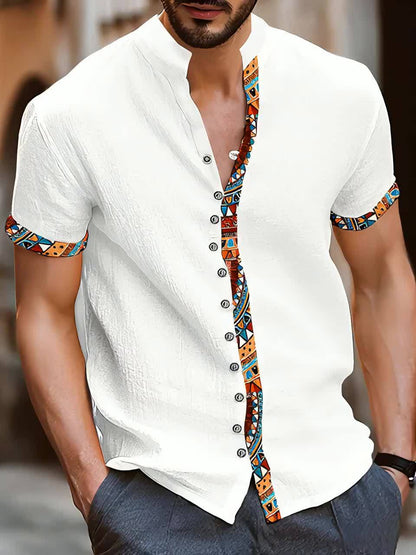 Ezra Cole | Color Block Tribal Cotton Shirt