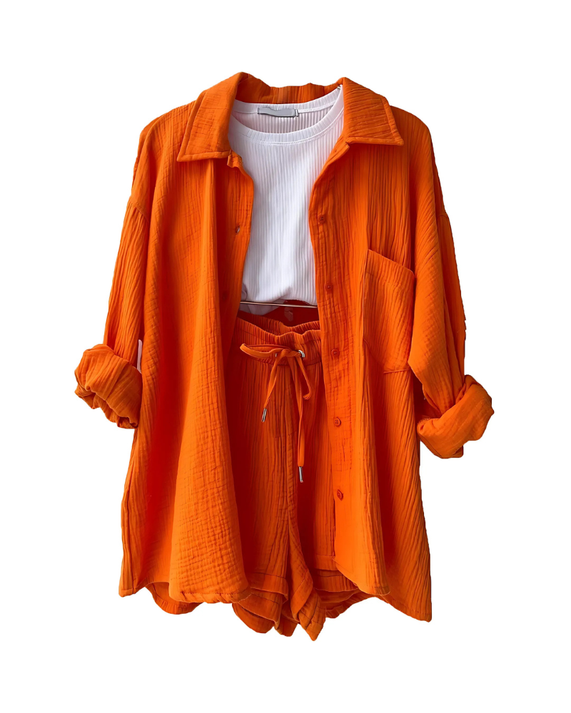 Lunara – Cotton Two-Piece Button-Up Set