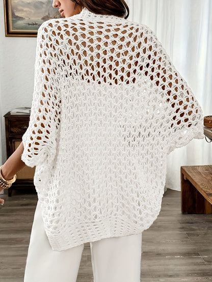 Etleva | Elegant Openwork Cardigan with Batwing Sleeves
