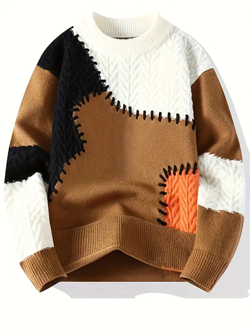 Alveren – Casual Knitted Sweater with Round Neck