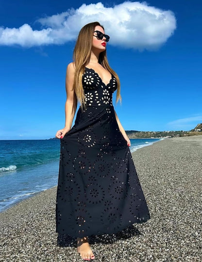 Arlena | Petal Hollow One-Piece Swimsuit with Skirt