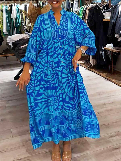 Marivelle – Printed V-Neck Dress
