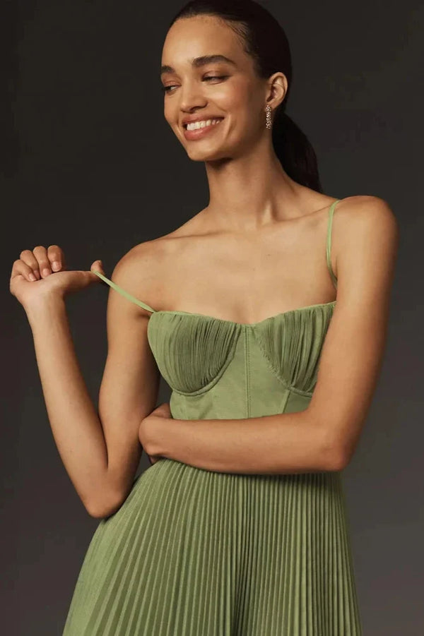 GEMMA | PLEATED HIGH-WAIST MIDI DRESS