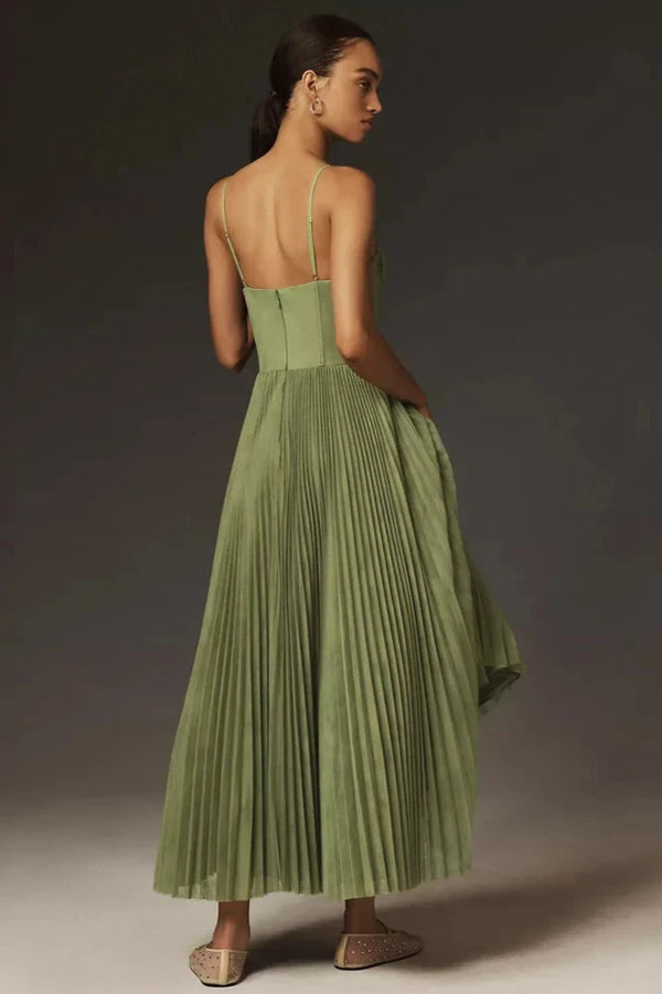 GEMMA | PLEATED HIGH-WAIST MIDI DRESS