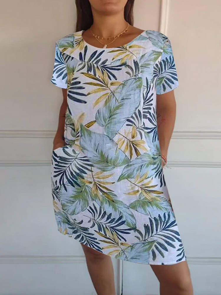 Sierra – Cotton-Linen Botanical Print Dress