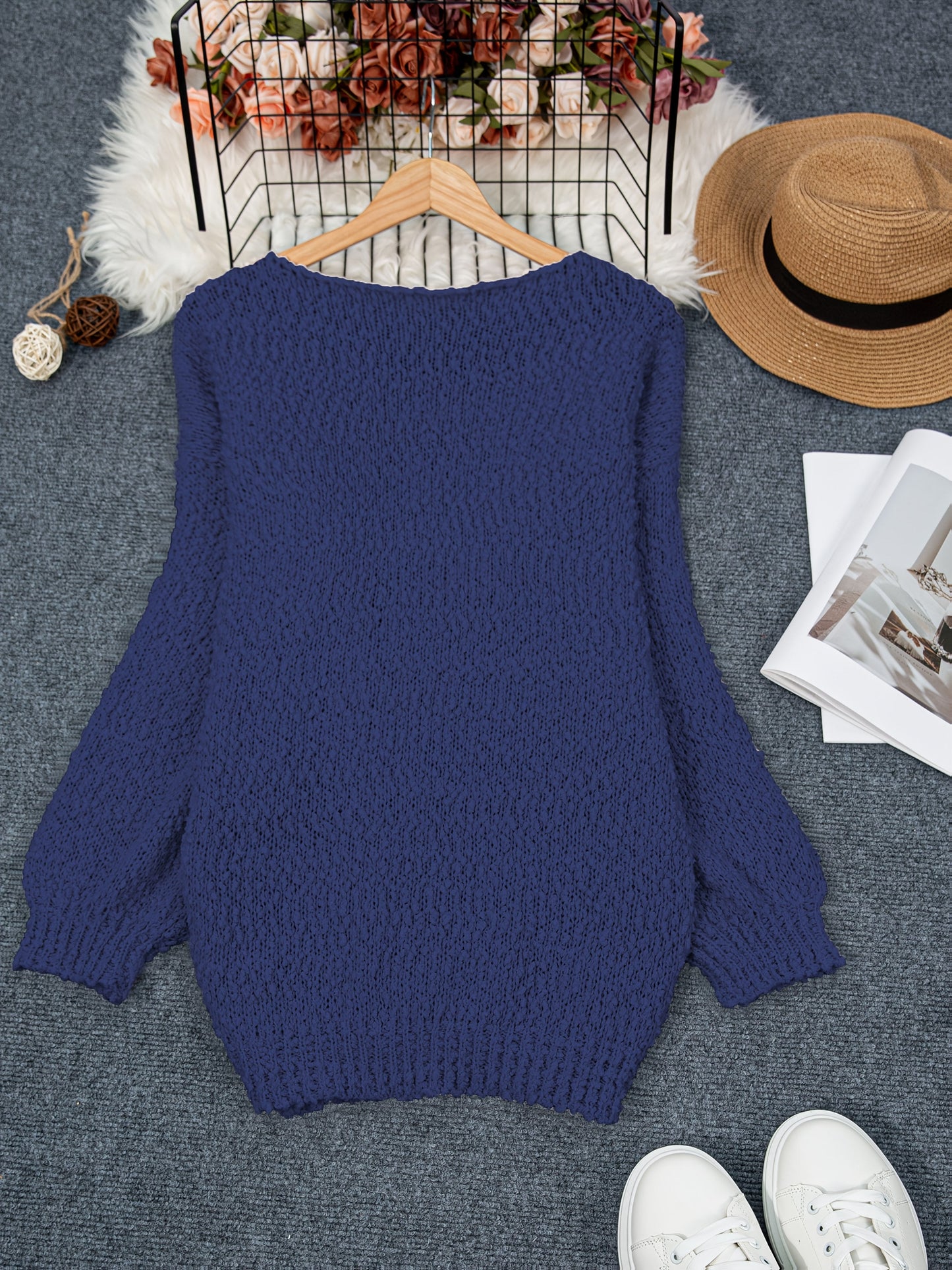 Anvera – Round Neck Long Sleeve Sweater