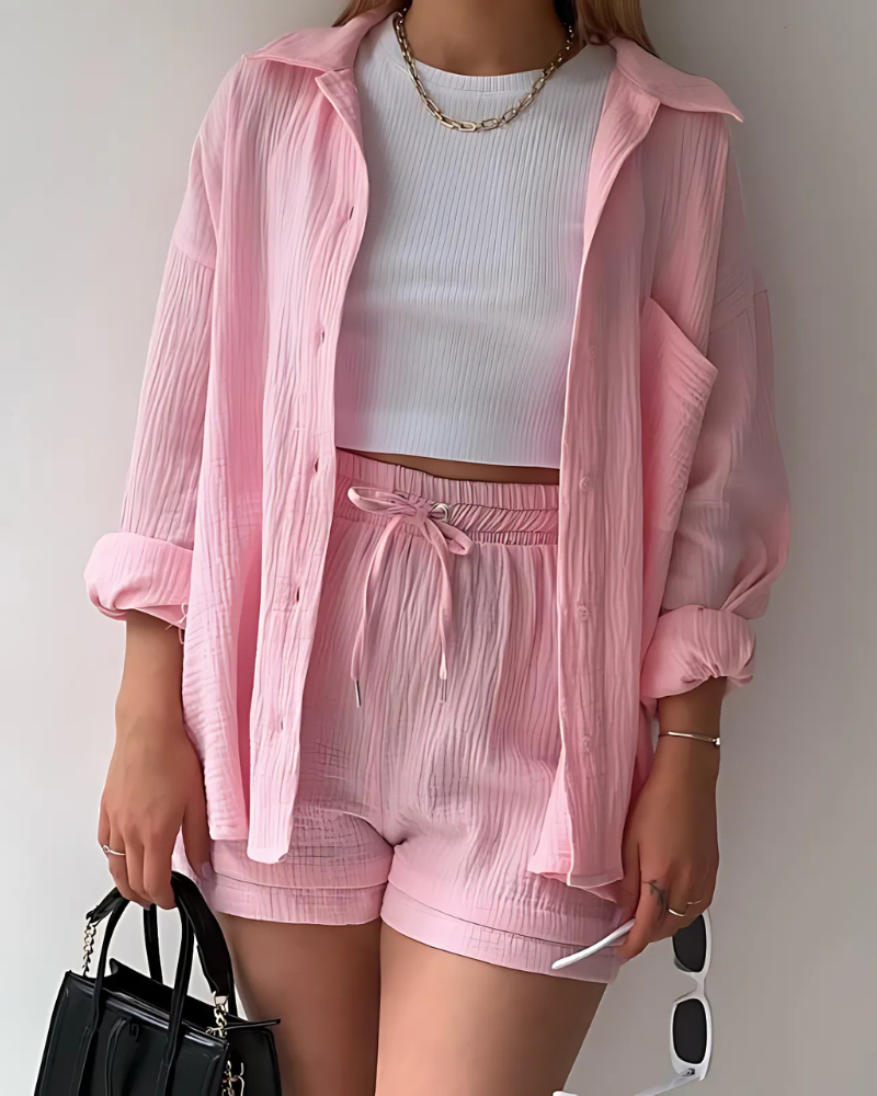 Lunara – Cotton Two-Piece Button-Up Set