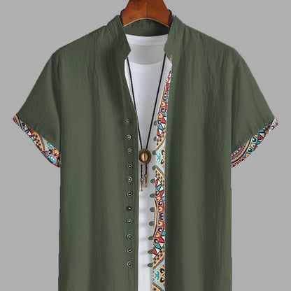 Ezra Cole | Color Block Tribal Cotton Shirt