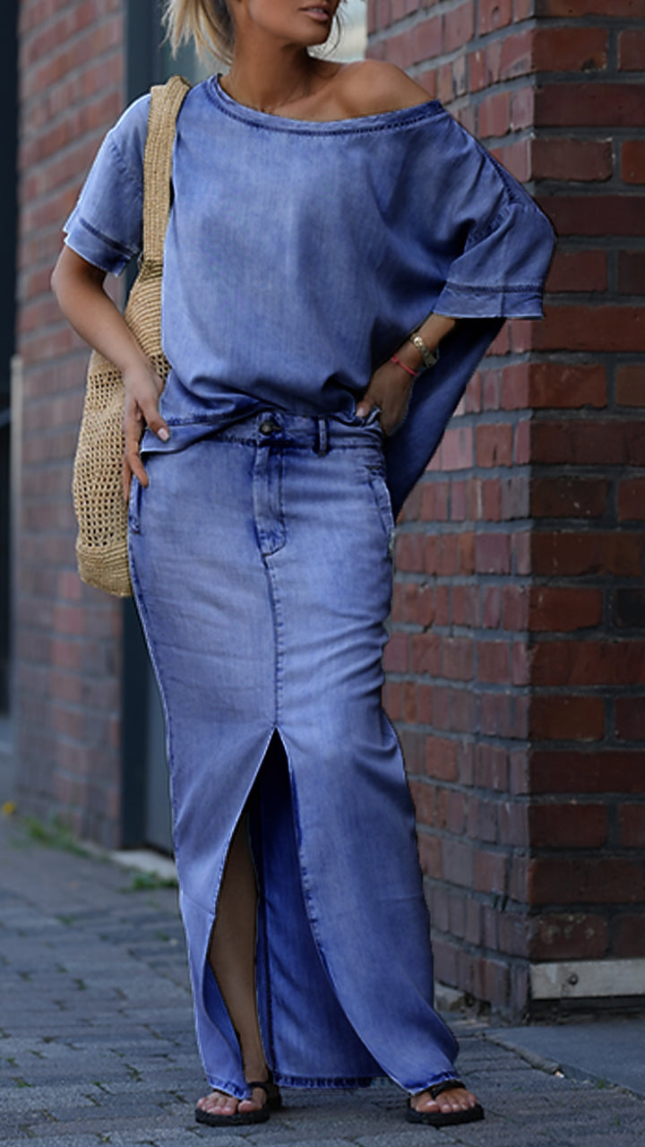 Camille | Off-Shoulder Top &amp; A-Line Skirt Set