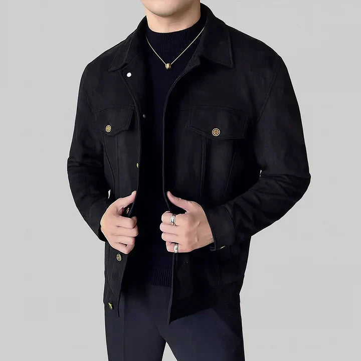 Corvella – Elegant Long-Sleeved Suede Jacket