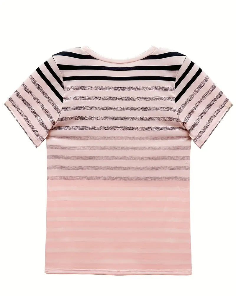 Kellie™ - Striped Short Sleeve Round Neck T-Shirt