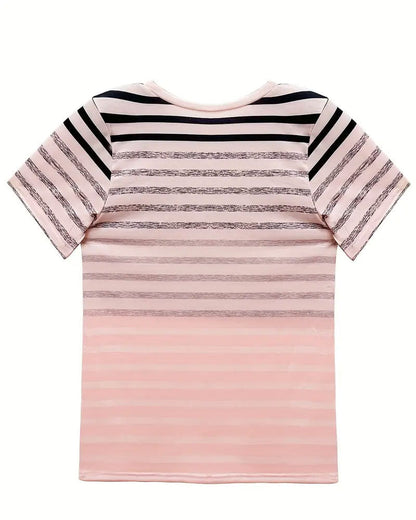 Kellie™ - Striped Short Sleeve Round Neck T-Shirt