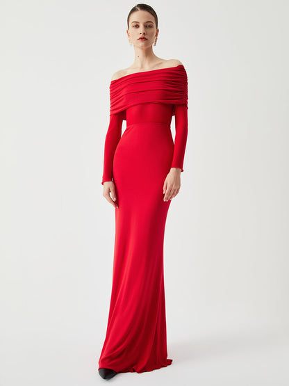 DANIELA | OFF-SHOULDER MESH MAXI DRESS