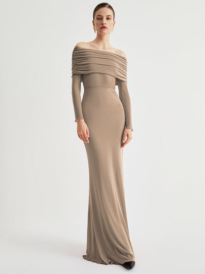 DANIELA | OFF-SHOULDER MESH MAXI DRESS