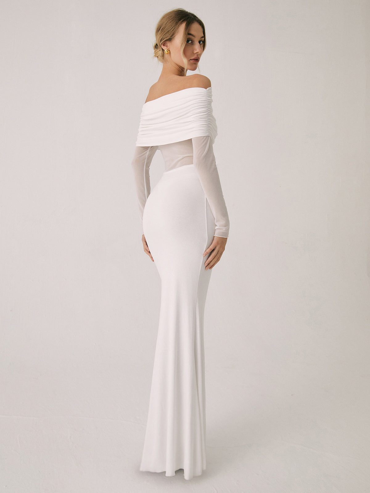 DANIELA | OFF-SHOULDER MESH MAXI DRESS