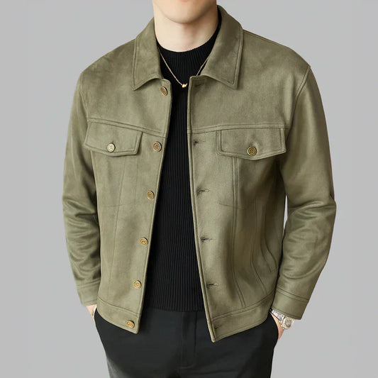 Corvella – Elegant Long-Sleeved Suede Jacket