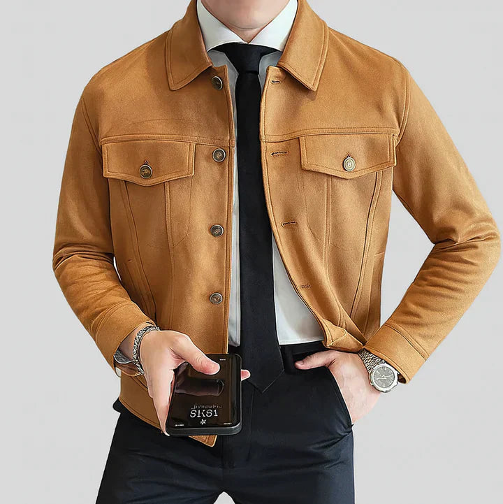 Corvella – Elegant Long-Sleeved Suede Jacket