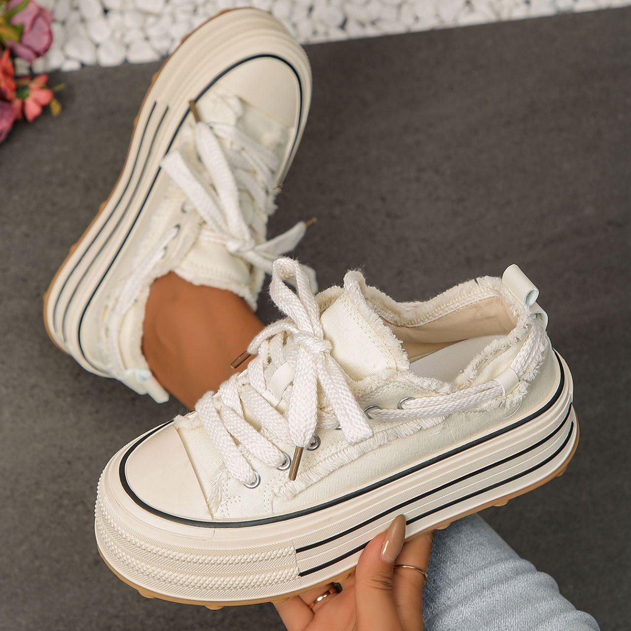 Catherine- Fringed Platform Sneaker