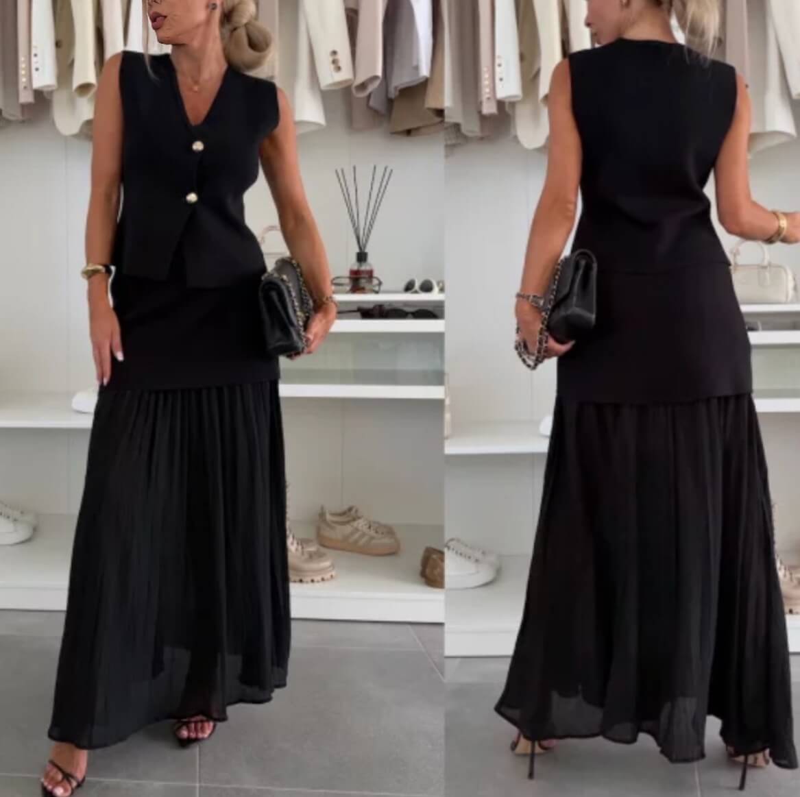 Layla – Striped Summer Pleated Maxi Skirt