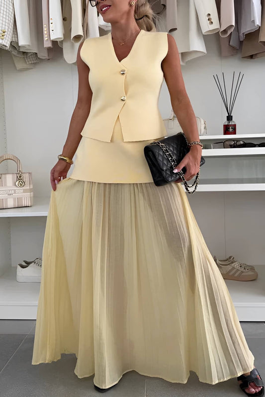 Layla – Striped Summer Pleated Maxi Skirt