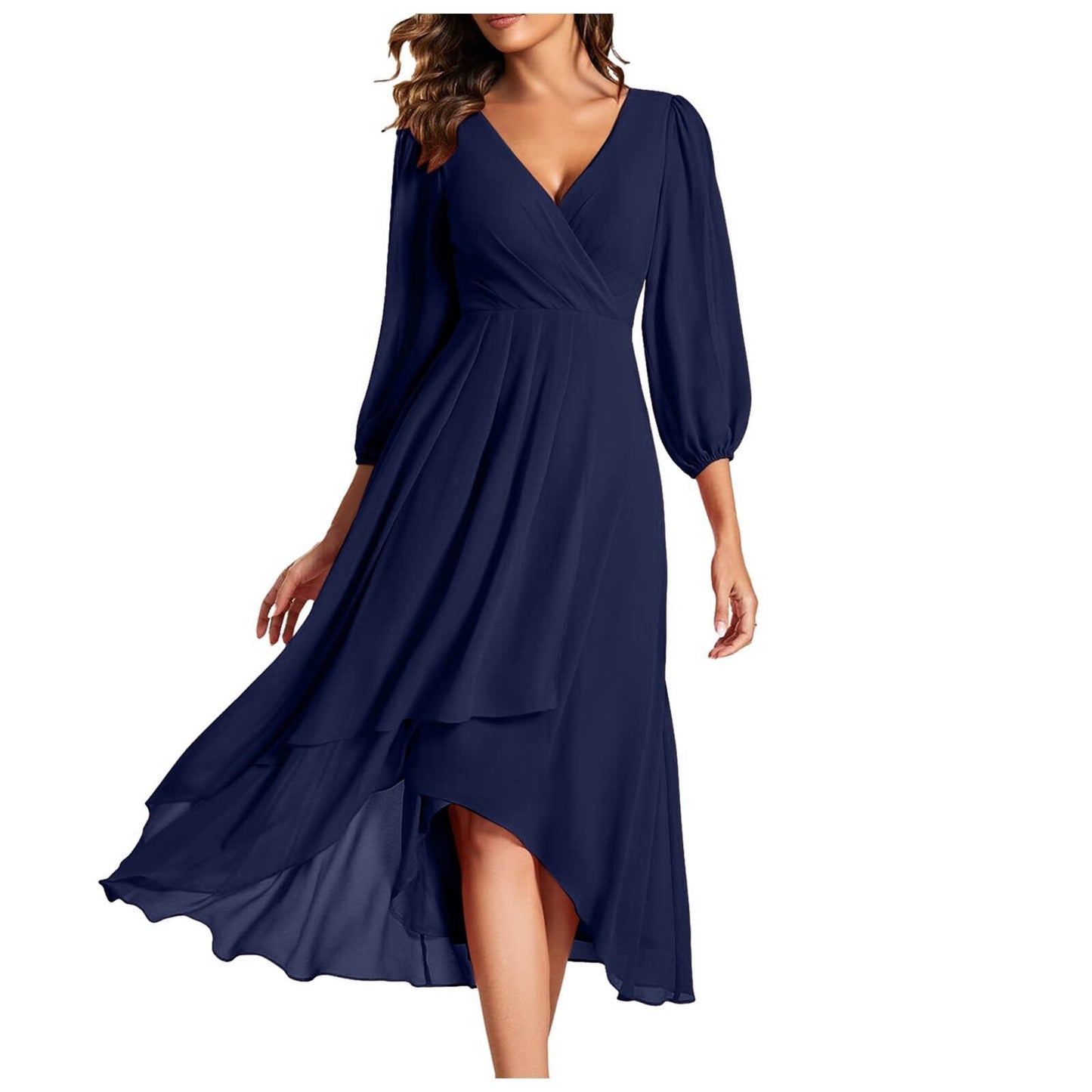 Juliette Monroe | V-Neck Dress with Asymmetric Hem