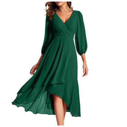 Juliette Monroe | V-Neck Dress with Asymmetric Hem