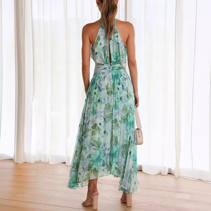 Aveline – Pleated Halter Maxi Dress