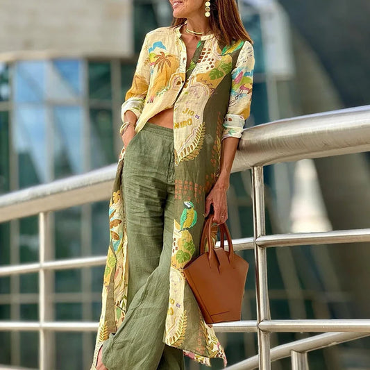 Maevira – Printed Shirt Dress Set