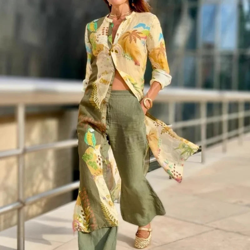 Maevira – Printed Shirt Dress Set