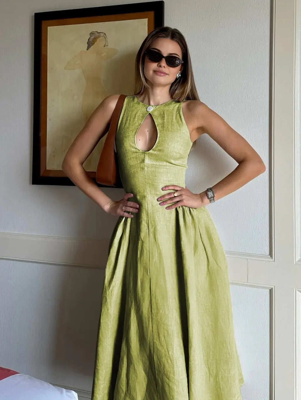 Almira – Classic Linen Midi Dress