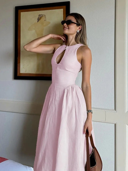 Almira – Classic Linen Midi Dress