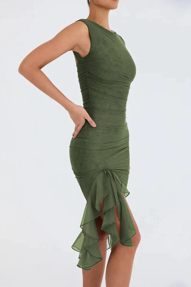 Clara- ruffled midi dress