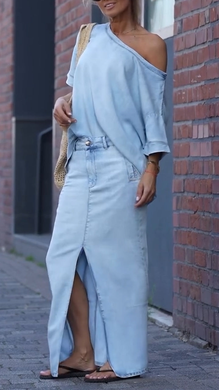 Camille | Off-Shoulder Top &amp; A-Line Skirt Set