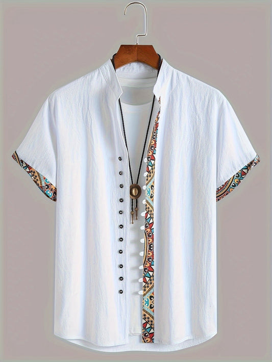 Ezra Cole | Color Block Tribal Cotton Shirt